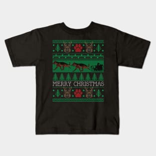 Christmas German Shepherd Dog Lovers Owners Ugly Christmas Sweater Kids T-Shirt